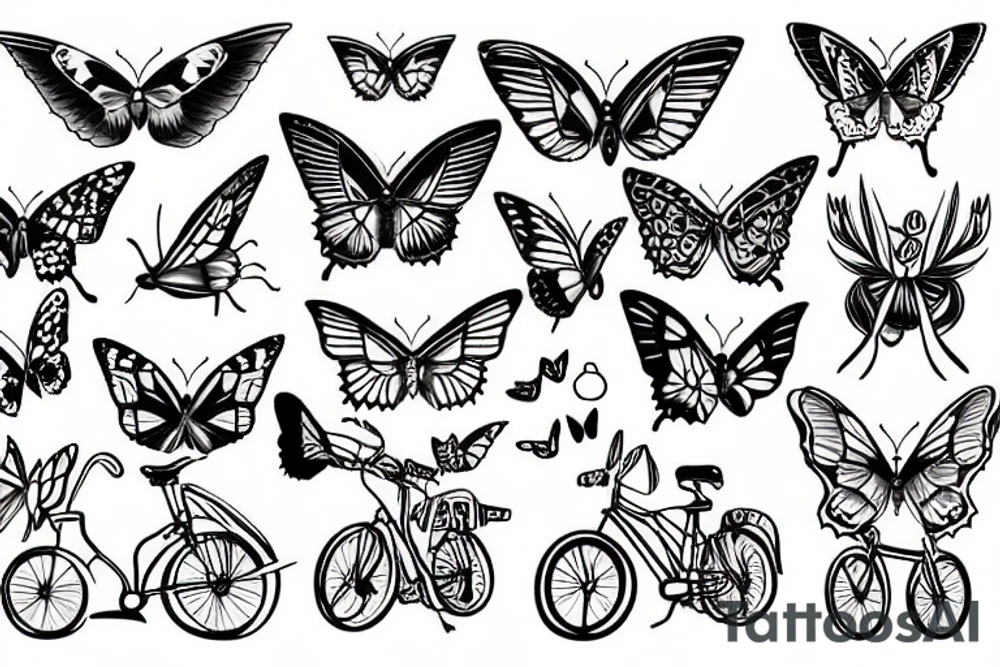 dog with butterfly wings on a bicycle tattoo idea