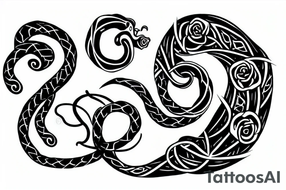 Ouroboros and rose tattoo idea