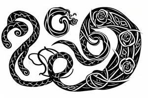 Ouroboros and rose tattoo idea