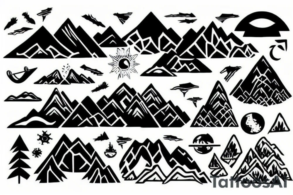 Sunset over Mountains tattoo idea