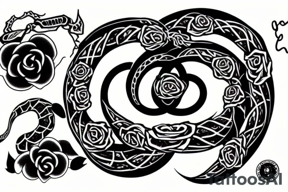 Ouroboros and rose tattoo idea