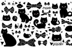 Black fluffy cat with bow tattoo idea