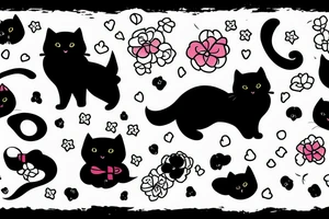 Black fluffy cat with bow tattoo idea