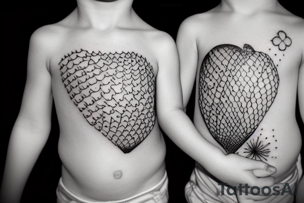 Two children playing with a balloon tattoo idea