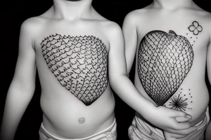 Two children playing with a balloon tattoo idea
