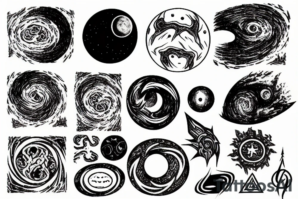 Dark side of the moon with meaningful symbols tattoo idea