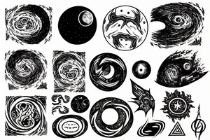Dark side of the moon with meaningful symbols tattoo idea