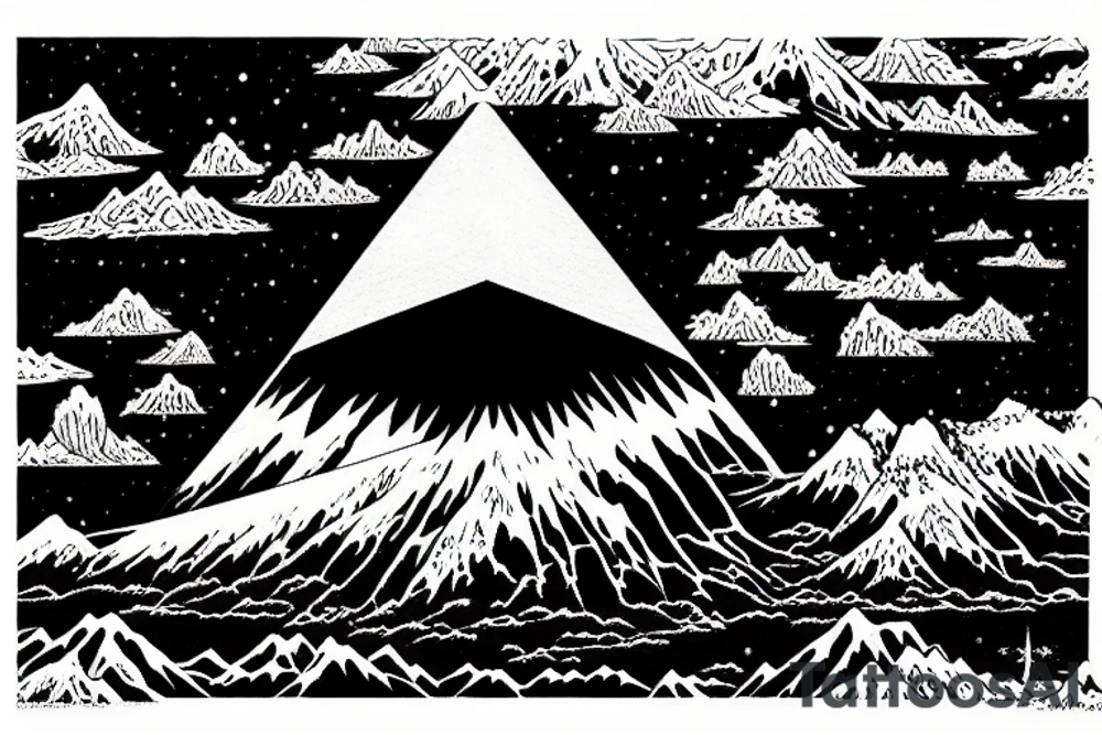 Dark side of the moon by Pink Floyd album cover and draw in a style of Hokusai tattoo idea