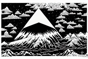 Dark side of the moon by Pink Floyd album cover and draw in a style of Hokusai tattoo idea