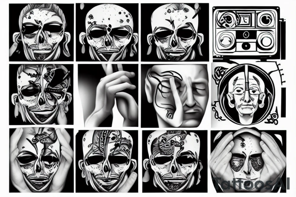 man stressed by computer not working tattoo idea