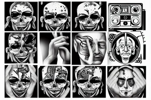 man stressed by computer not working tattoo idea