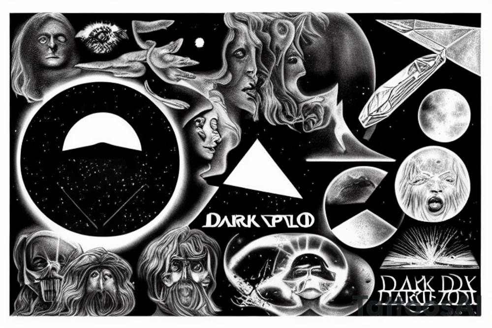 Dark side of the moon by Pink Floyd album cover, sophisticated tattoo idea