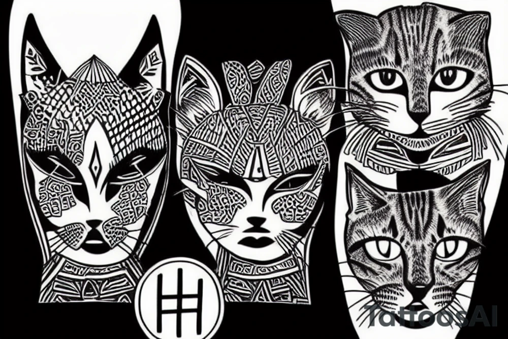 Hill with 3 cats standing in front of it tattoo idea
