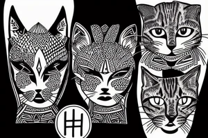 Hill with 3 cats standing in front of it tattoo idea