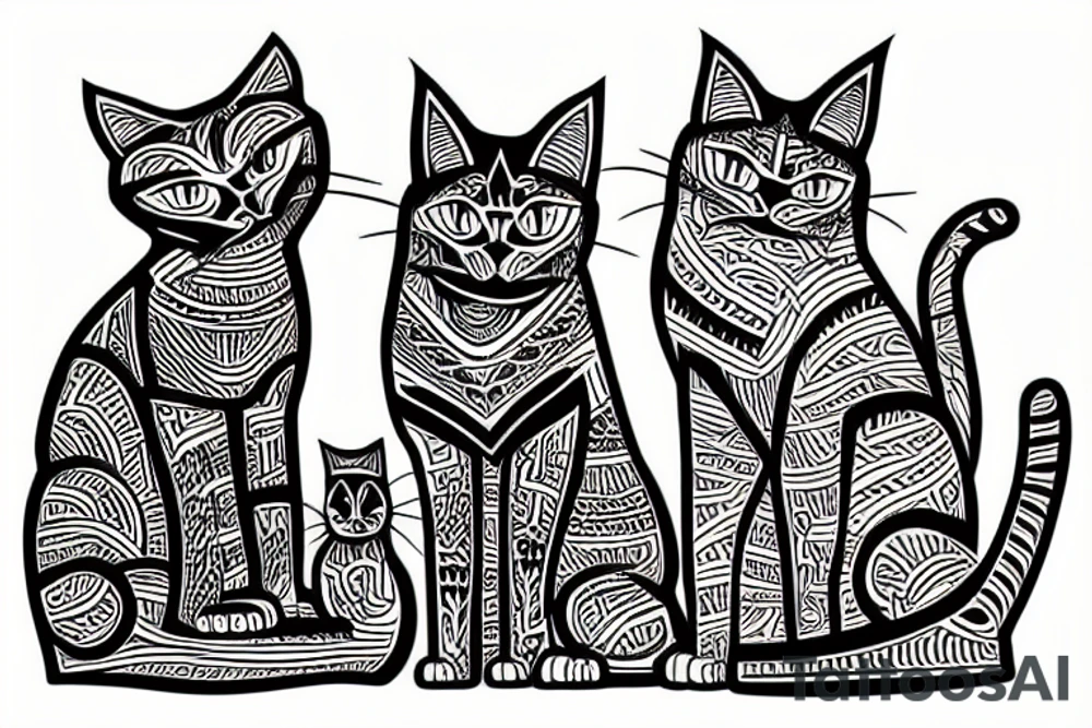 Hill with 3 cats standing in front of it tattoo idea
