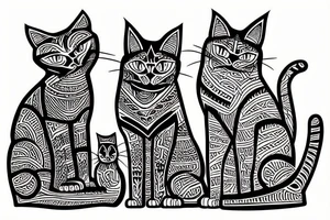 Hill with 3 cats standing in front of it tattoo idea