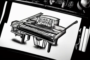 piano with a tank on it tattoo idea