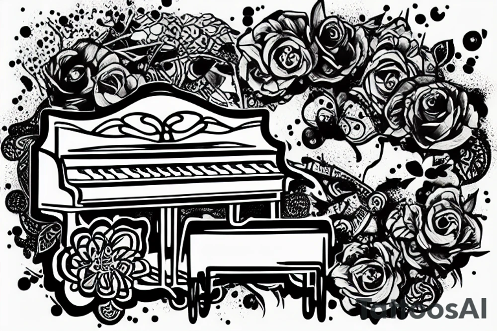piano with a tank on it tattoo idea