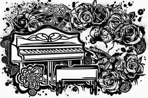 piano with a tank on it tattoo idea