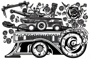 piano with a tank on it tattoo idea