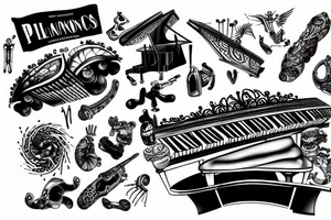 piano with a tank on it tattoo idea