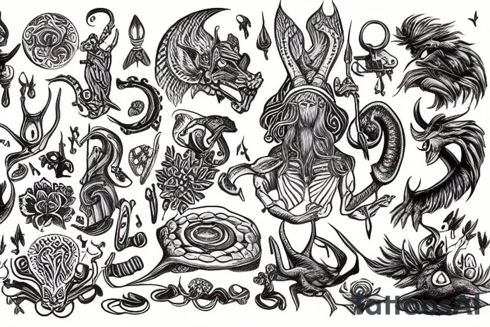 mythological character with magic mushrooms tattoo idea mythological character with magic mushrooms tattoo idea