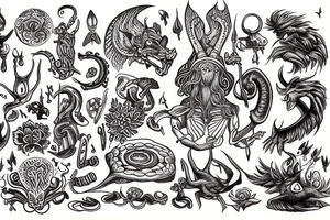 mythological character with magic mushrooms tattoo idea