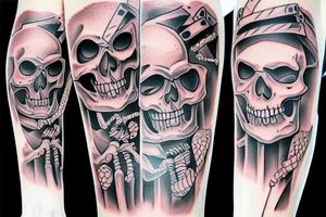 Skeleton climbing a wall tattoo idea