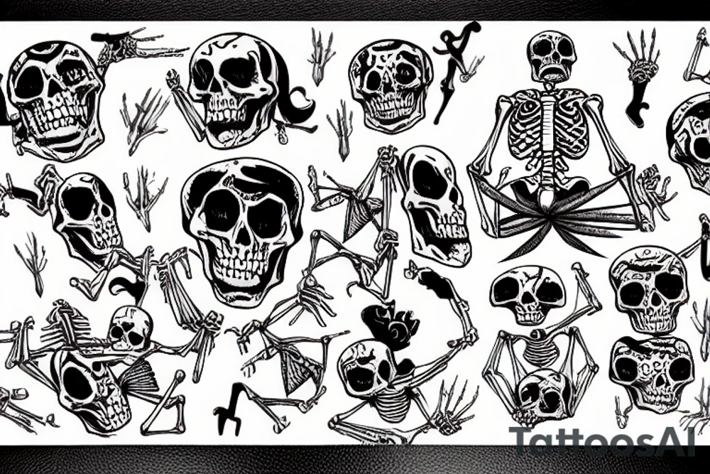 Skeleton climbing a wall tattoo idea