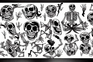 Skeleton climbing a wall tattoo idea