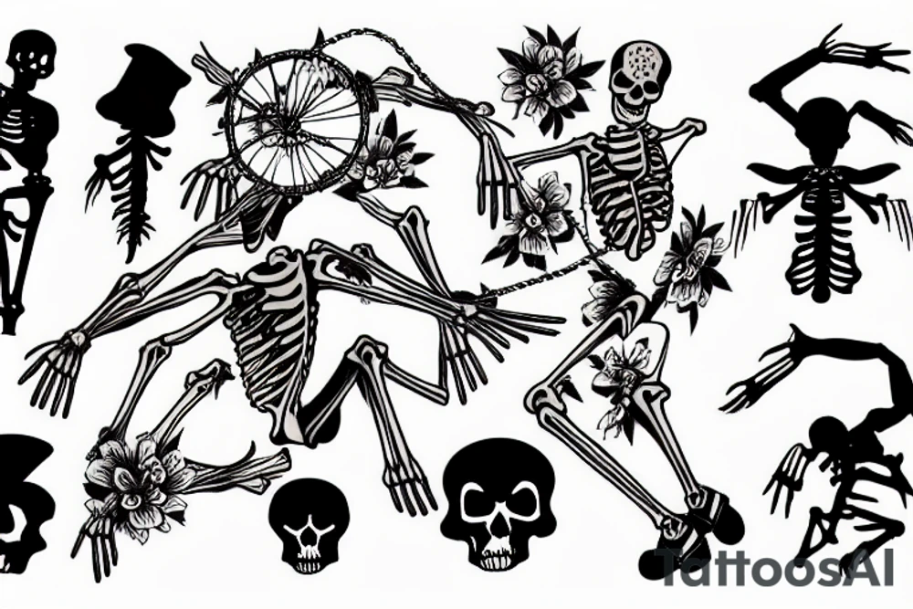 Skeleton climbing a wall tattoo idea
