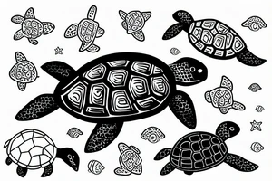 Turtle in the ocean tattoo idea