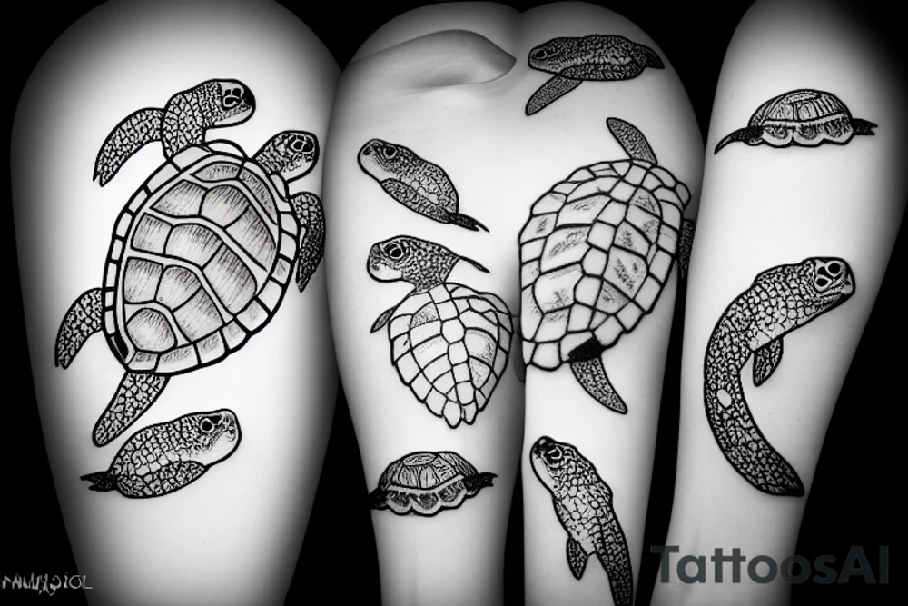 Turtle in the ocean tattoo idea