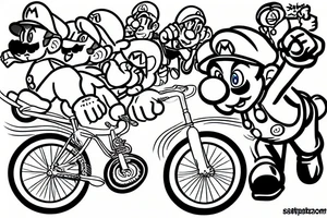 Super Mario on a road cycle tattoo idea