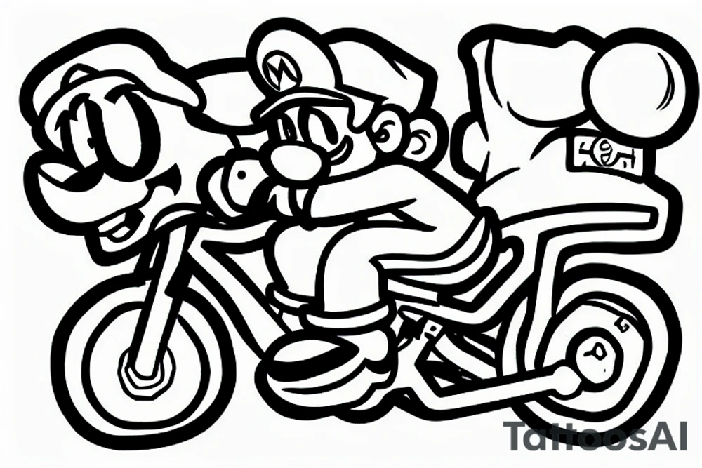 Super Mario on a road cycle tattoo idea