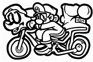 Super Mario on a road cycle tattoo idea