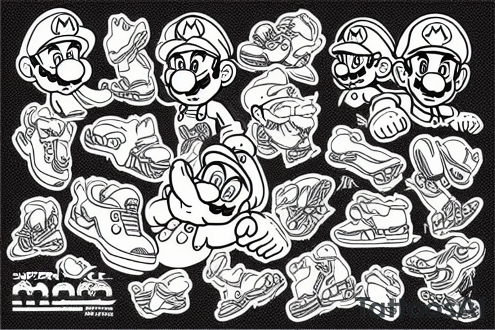 Super Mario on a road cycle tattoo idea