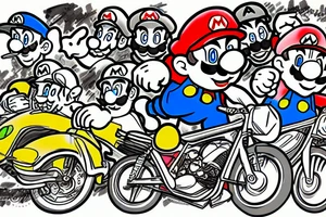 Super Mario on a road cycle tattoo idea