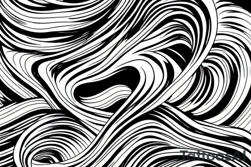 An abstract wave, black and white. Realism, flowing down the forearm tattoo idea