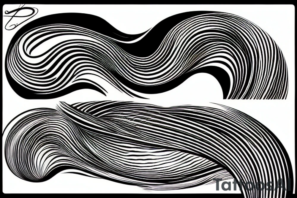 An abstract wave, black and white. Realism, flowing down the forearm tattoo idea