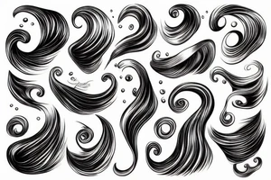 A realistic wave, black and white. Realism, flowing from left to right. water spraying off the wave but not too much. thin but not too thin. Losts of twists and curves tattoo idea