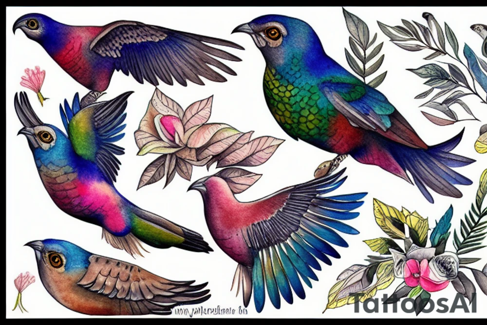 Kea bird flying up tattoo idea