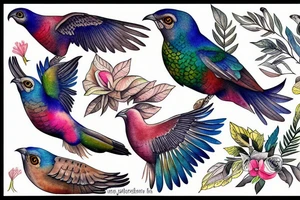 Kea bird flying up tattoo idea