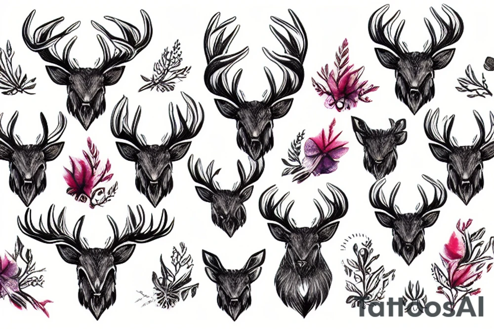 roaring stag head tattoo idea