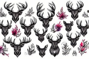 roaring stag head tattoo idea