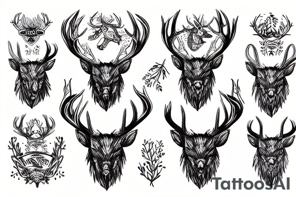 roaring stag head tattoo idea