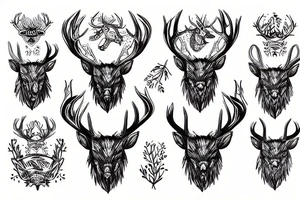 roaring stag head tattoo idea
