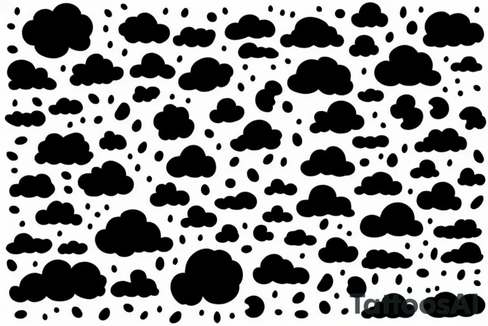 rain clouds with scattered rain drops tattoo idea