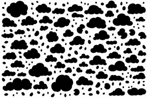 rain clouds with scattered rain drops tattoo idea