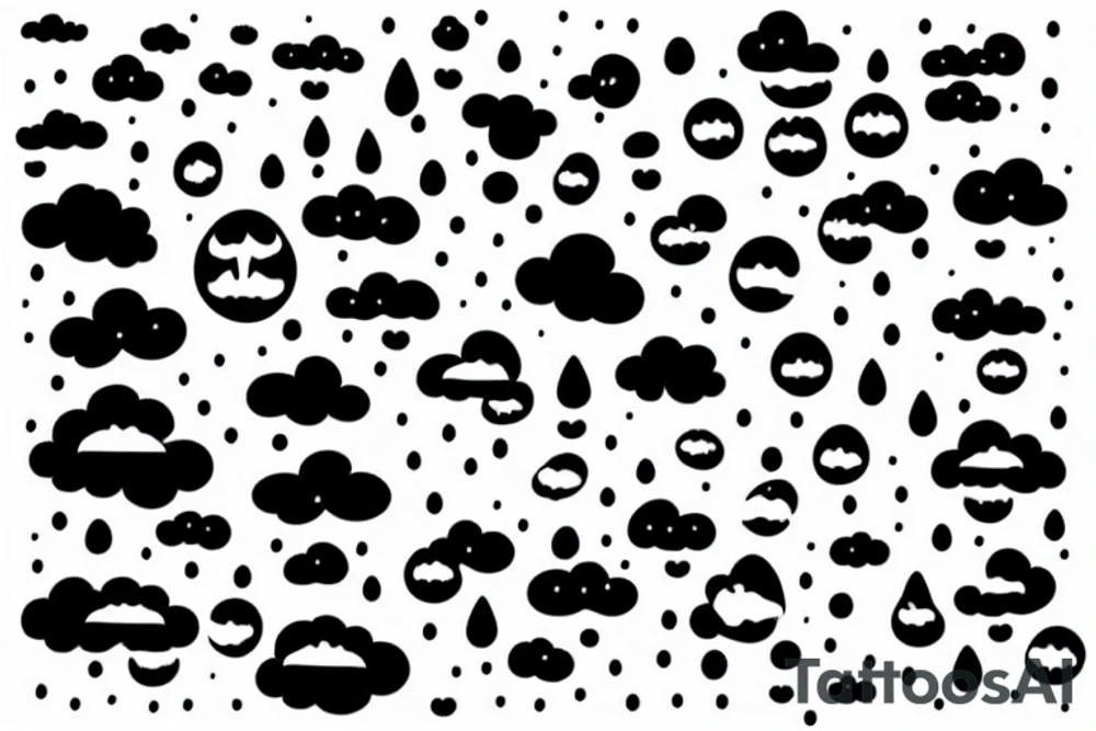 rain clouds with scattered rain drops tattoo idea